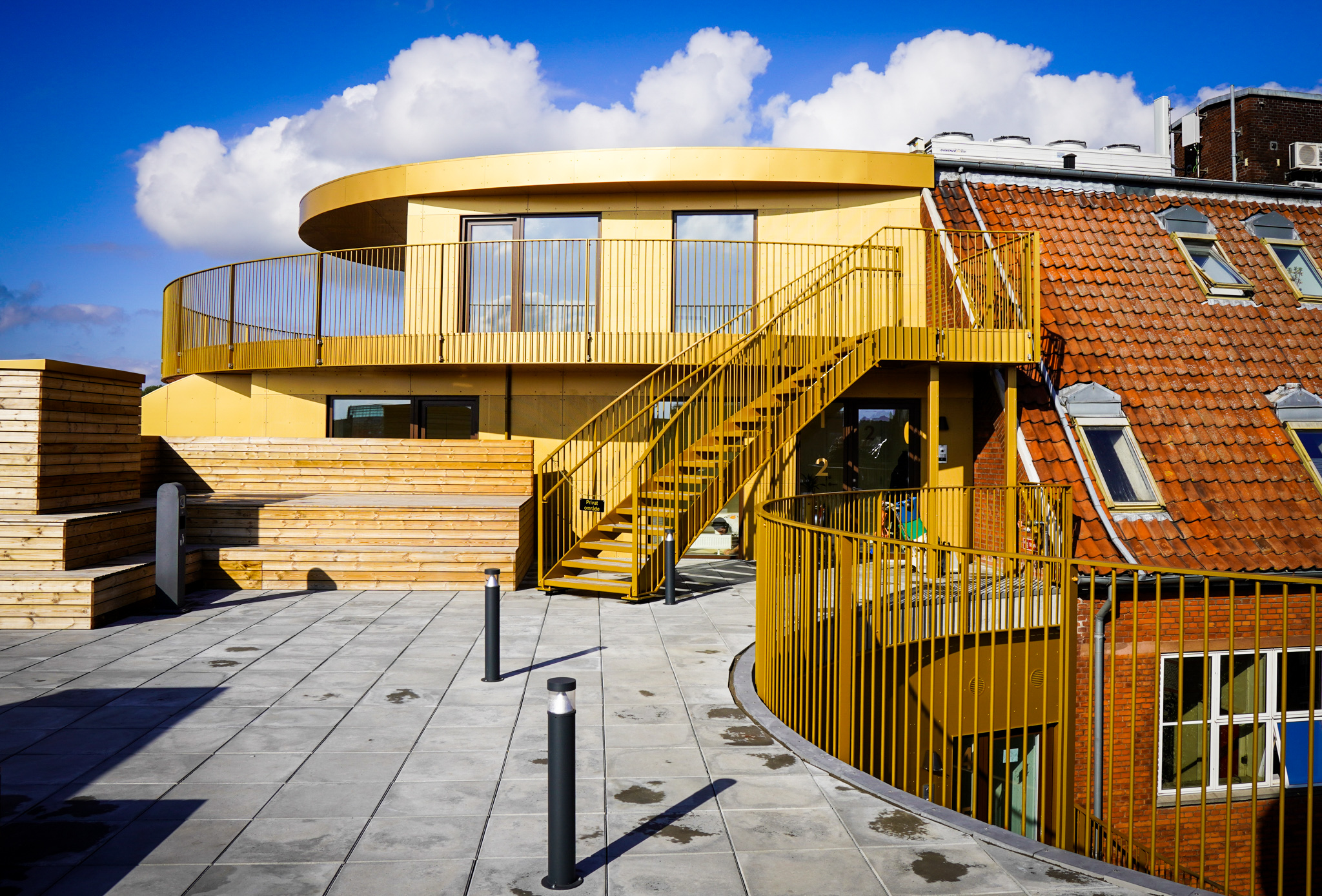 tagterrasse på Guldhuset på Vesterbro Torv